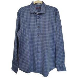 Robert Graham Luxury Long Sleeve Button Down Blue Dress Shirt - Sz L/XL (17)